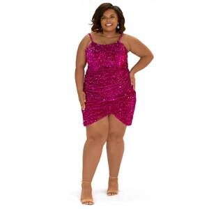NEW SYDNEY'S CLOSET sequined sleeveless mini dress in magenta